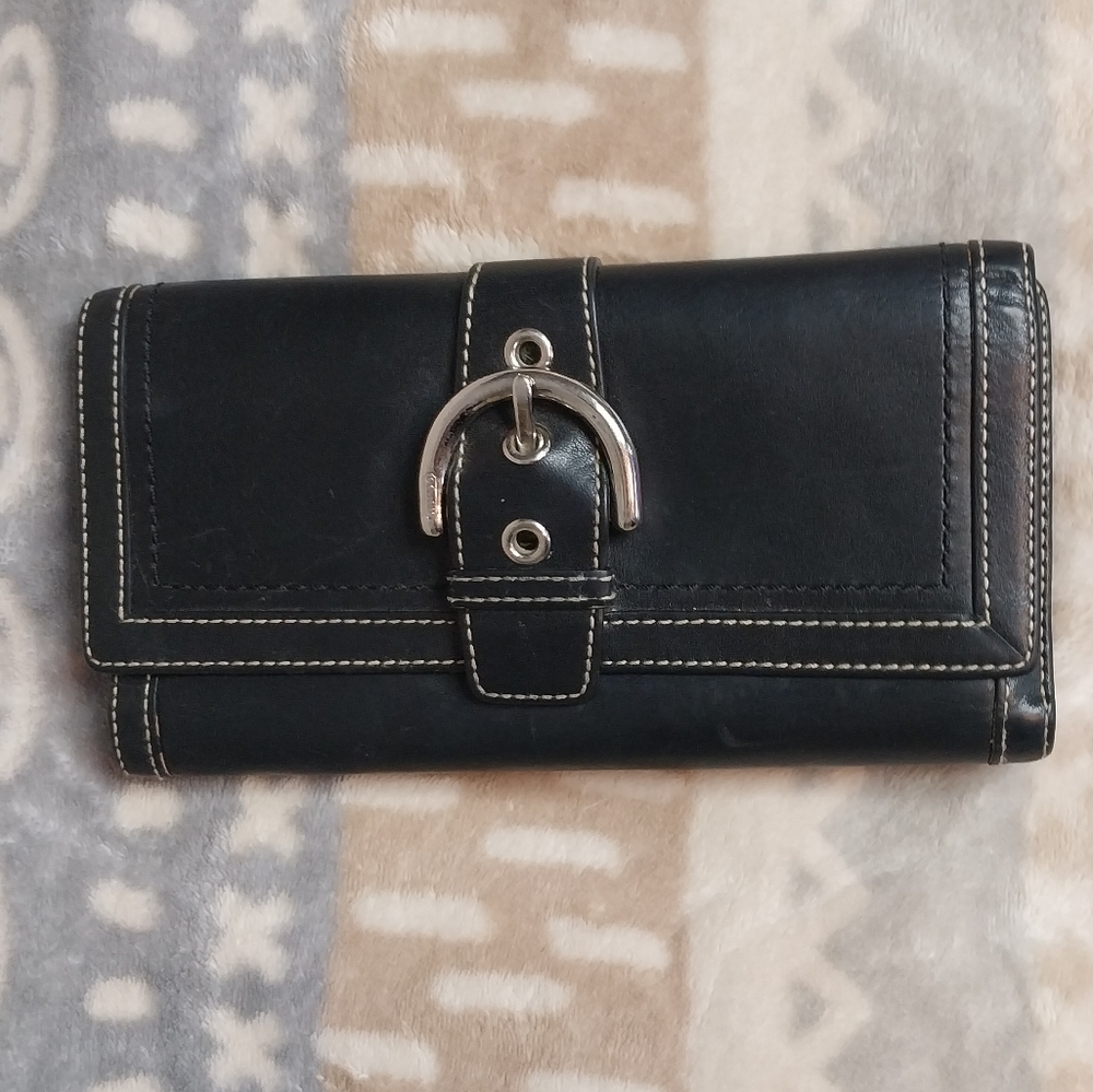 Black Leather Wallet with Buckle